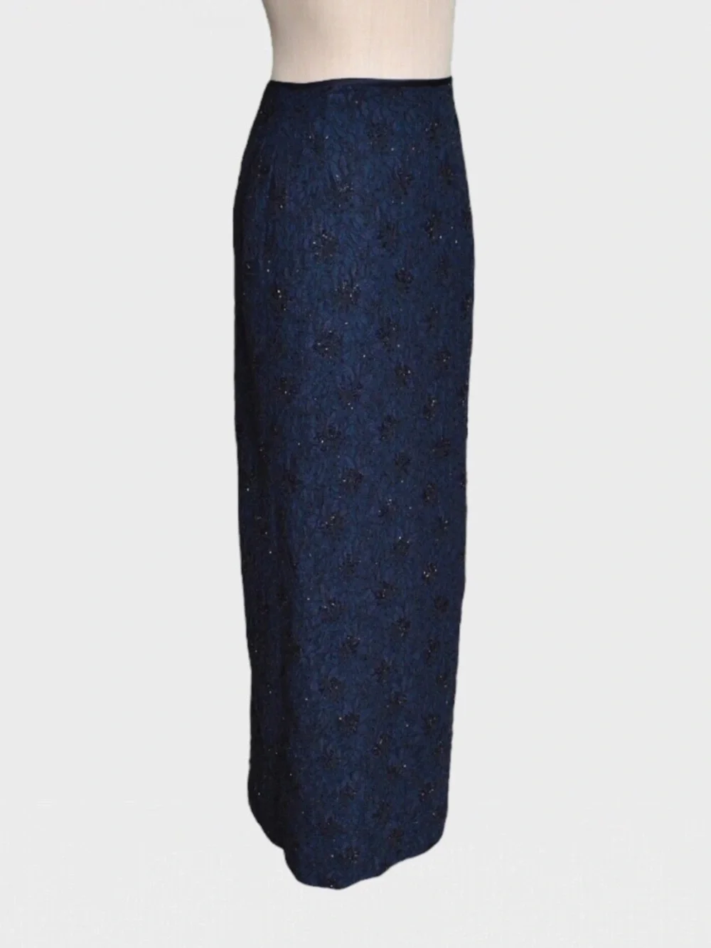 Carmen Marc Valvo Beaded Lace Maxi Skirt‎